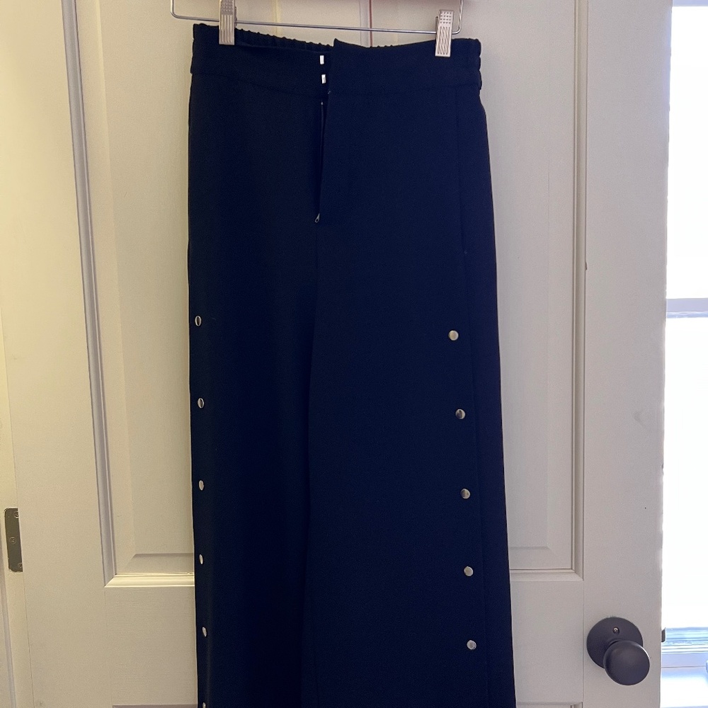 Zara straight pant with metal buckle on side
